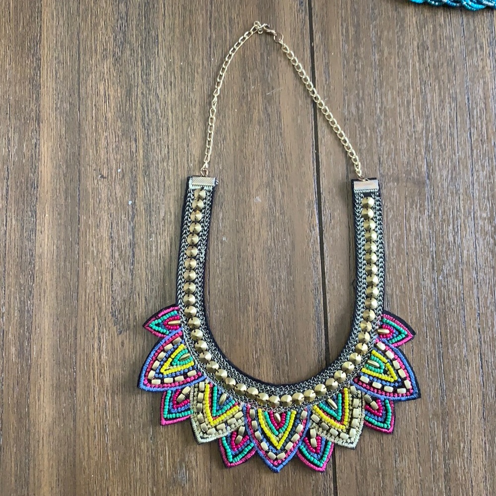 Beautiful beaded and embroidered bib necklace